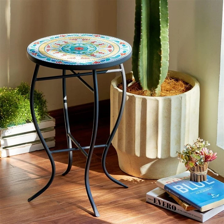 Round Side Table With Ceramic Tile Top best