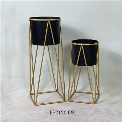 Pot flè metal kanpe deyò